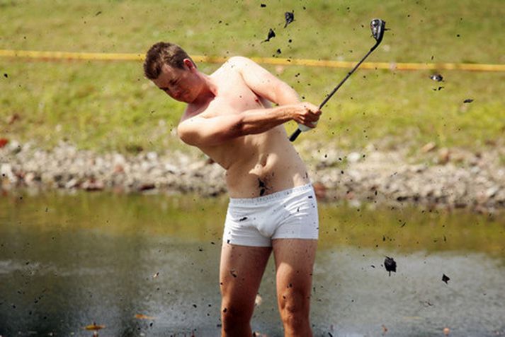Stenson skartaði aðeins nærbuxum frá landa sínum, Björn Borg.