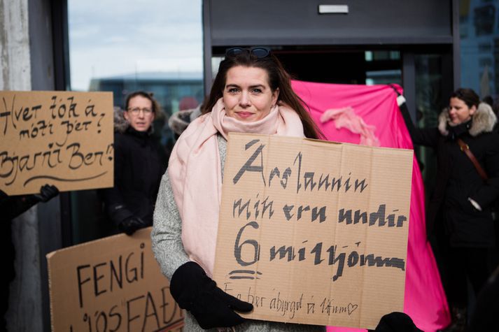 Frá samstöðufundi með ljósmæðrum við húsnæði ríkissáttasemjara fyrr á árinu.