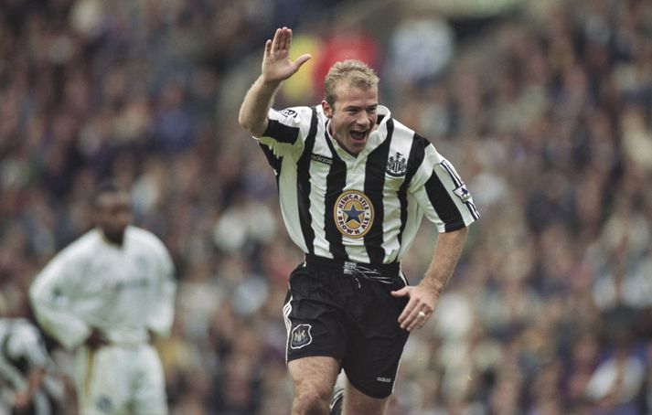 Alan Shearer og hans tímamóta fagn.