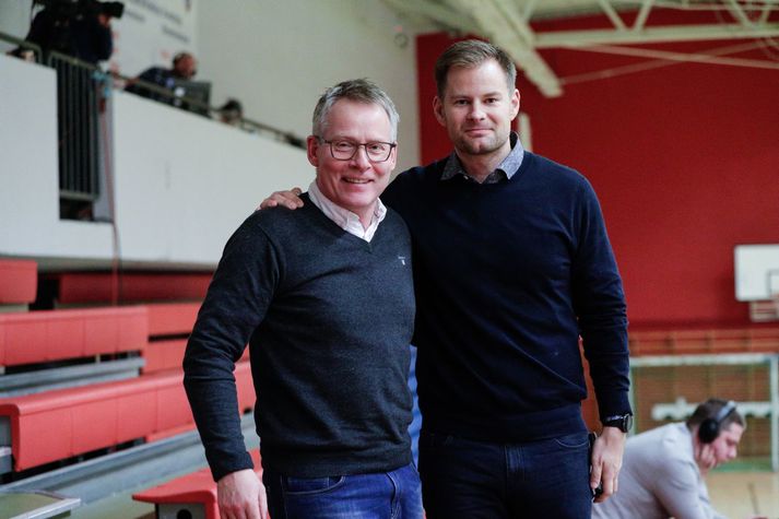 Guðmundur Guðmundsson og Kristján Andrésson á Ásvöllum fyrir nokkrum árum. Kristján er áhugasamur um að taka við landsliðinu nú þegar Guðmundur er hættur.