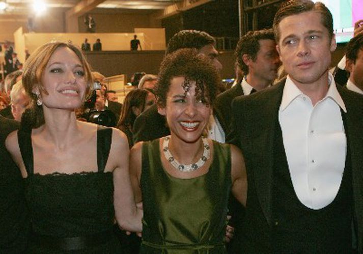 Jolie ásamt Brad Pitt og Mariane Pearl við frumsýningu myndarinnar ,,The Mighty Heart" í Cannes.