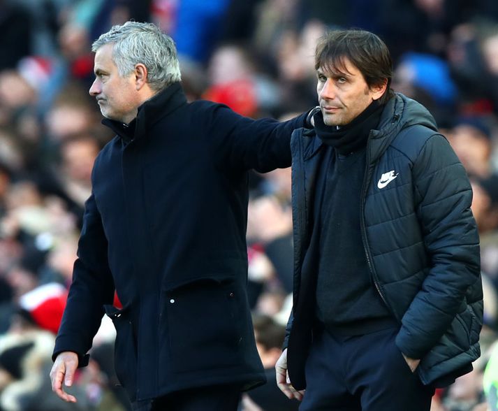 Sáttir. Mourinho og Conte ætla að haga sér vel á morgun.