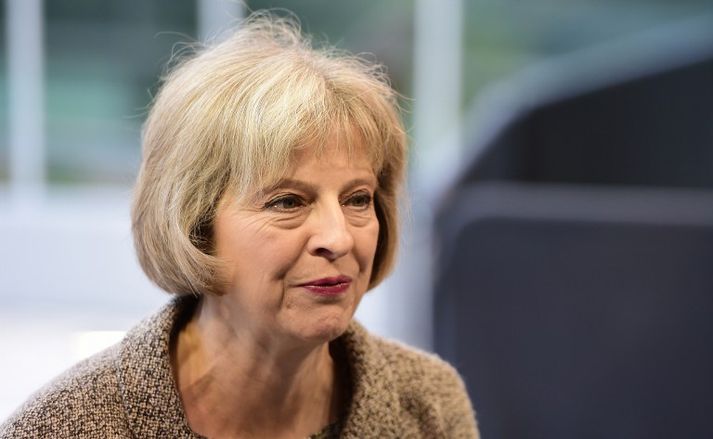 Theresa May, innanríkisráðherra Bretlands, mætti til fundarins í Lúxemborg í morgun.