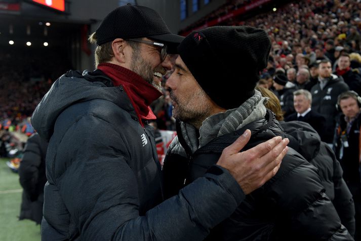 Það fer oftast vel á með þeim Jürgen Klopp og Pep Guardiola.