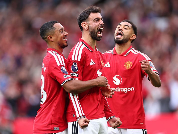 Bruno Fernandes fór á kostum á Old Trafford í dag.