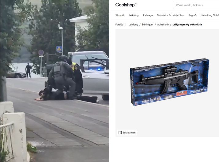 Um leikfangabyssur af sömu gerð og sú til hægri var að ræða.