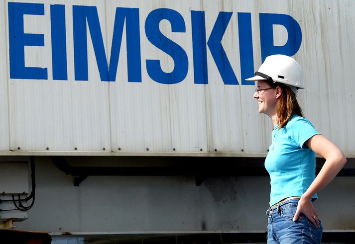 Ánægð verkakona Eimskip.
