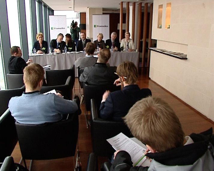 Ráðherrar Framsóknarflokksins og Sæunn Stefánsdóttir, ritari flokksins, kynna stefnumál flokksins í dag.