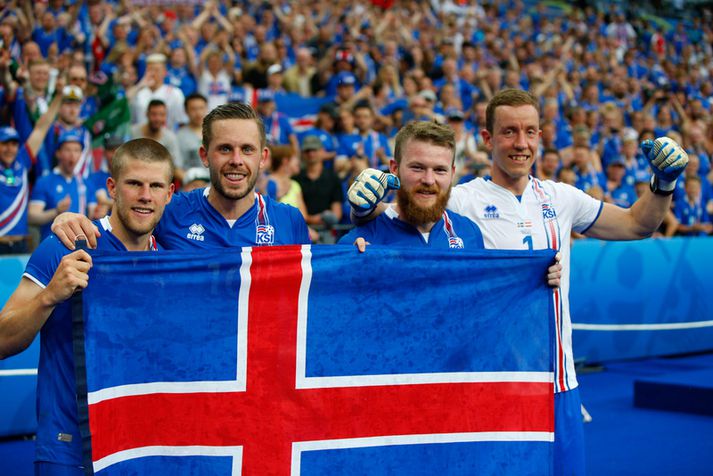 Jóhann Berg, Gylfi Þór, Aron Einar og Hannes Þór.