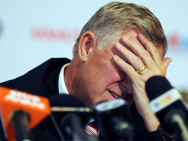 Sir Alex Ferguson, stjóri Manchester United gat ekki leynt vonbrigðum sínum.