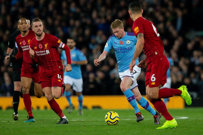 Kevin De Bruyne í leik með Manchester City á móti Liverpool.