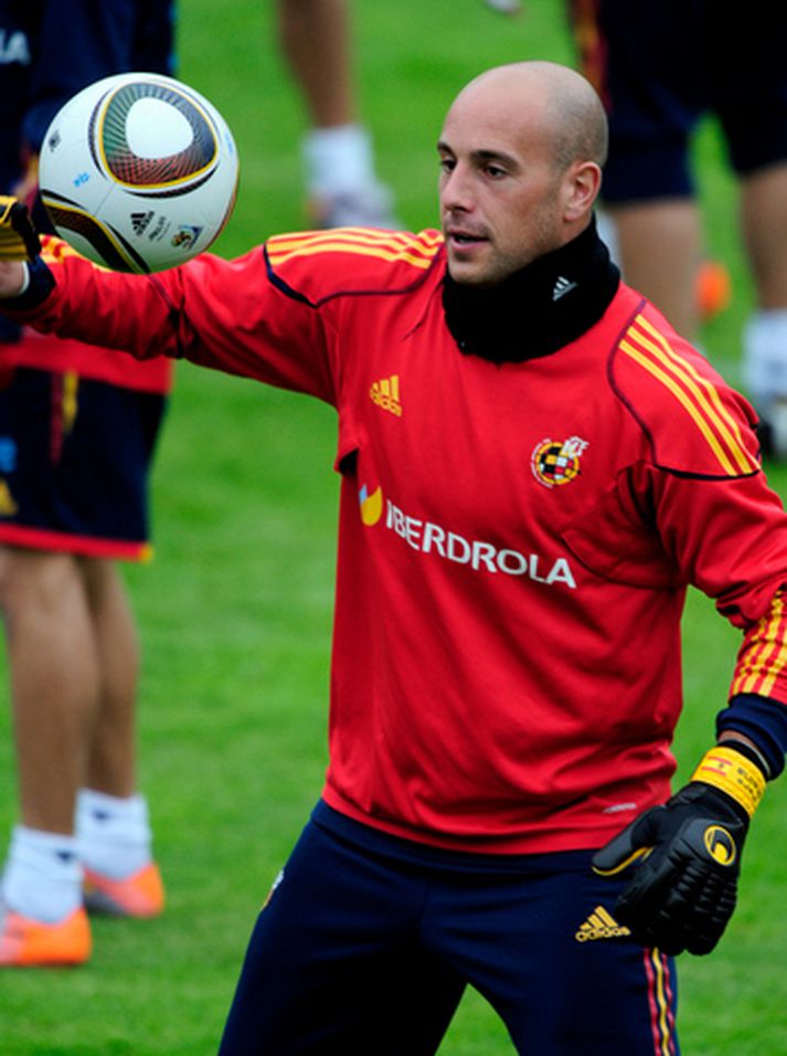 Pepe Reina í æfingabúðum spænska landsliðsins fyrr í vikunni.