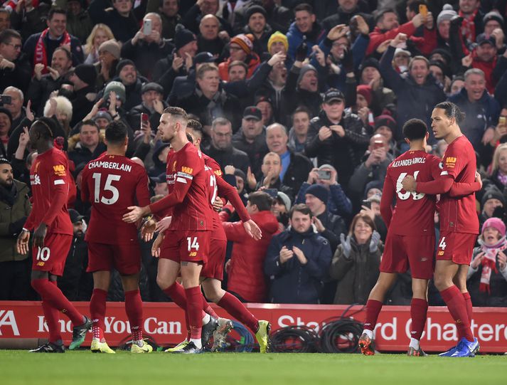 Liverpool fagnaði sínum 21. sigri á leiktíðinni með 2-0 sigri á Man Utd í dag