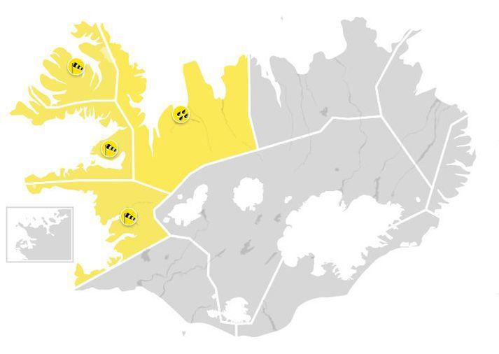 Gulu viðvaranir dagsins.