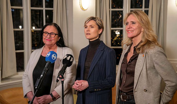 Inga Sæland, Kristrún Frostadóttir og Þorgerður Katrín Gunnarsdóttir eru formenn flokkanna sem mynda ríkisstjórn.