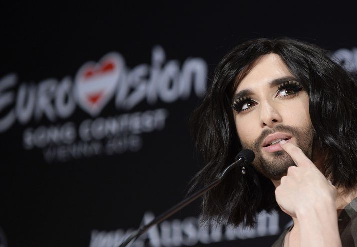 Conchita, sigurvegarinn frá í fyrra, var í stóru hlutverki í útsendingunni í gær.