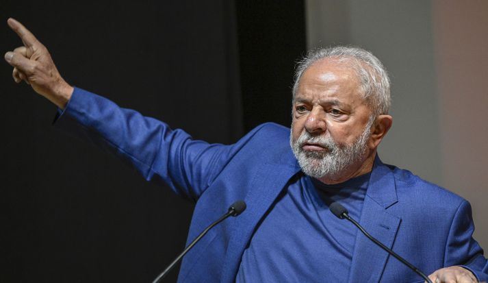 Lula var ómyrkur í máli þegar hann ræddi um árásina á opinberar byggingar í Brasilíu, höfuðborg Brasilíu.