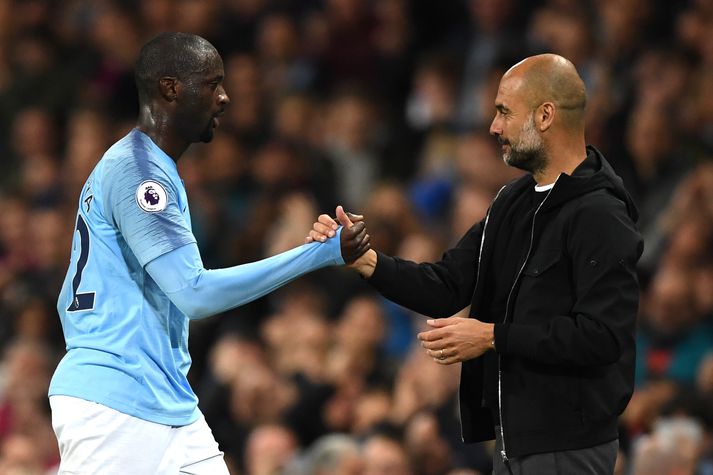 Toure og Guardiola þegar allt lék í lyndi. Eða það héldu allir.