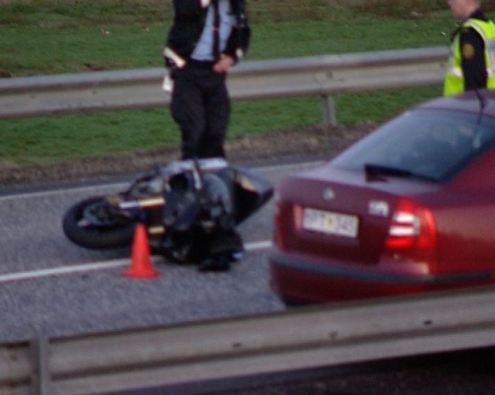 Frá vettvangi slyssins.