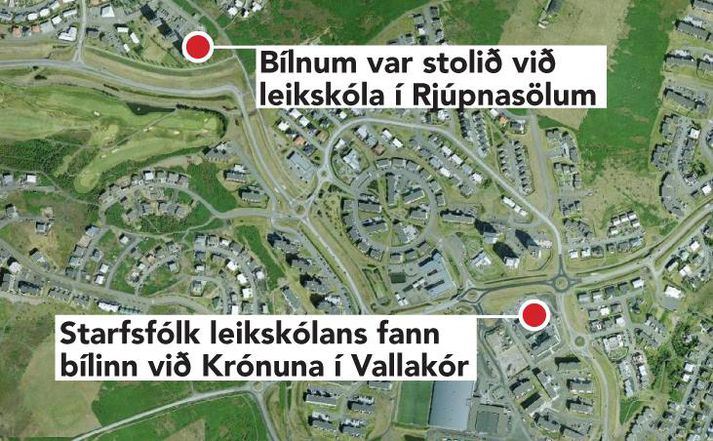 Maðurinn sem stal bílnum fór ekki langt á honum.