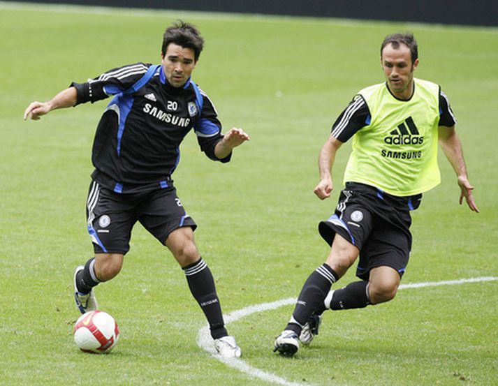 Deco og Carvalho á æfingu með Chelsea í vetur.