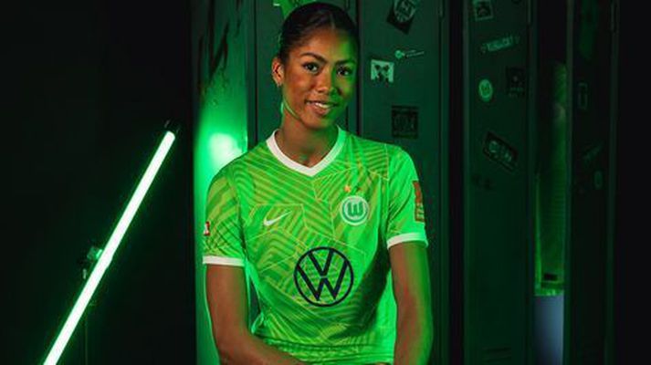 Sveindís Jane Jónsdóttir lék sinn fyrsta leik með Wolfsburg í lok janúar.