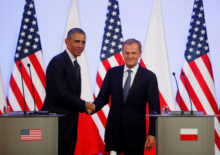 Barack Obama er hér með Donald Tusk, forsætisráðherra Póllands.