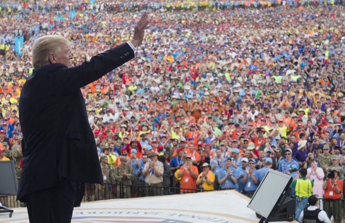 Donald Trump Bandaríkjaforseti ávarpaði gríðarlegan fjölda skáta í gær.