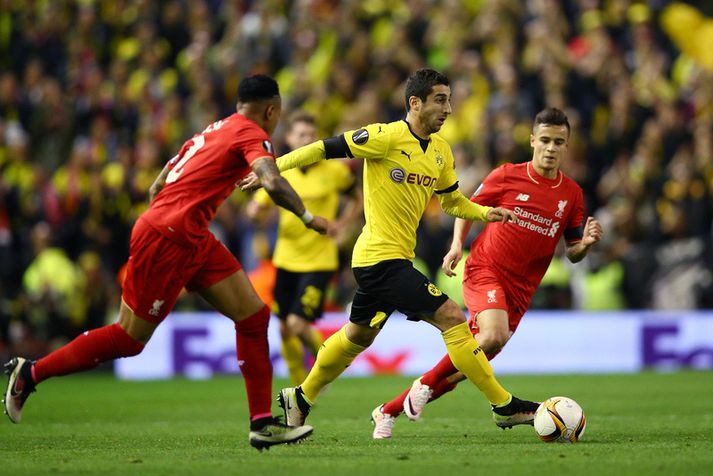 Henrikh Mkhitaryan í leik með Dortmund á móti Liverpool.