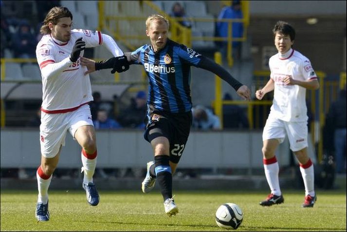 Eiður Smári sat allan tímann á bekknum hjá Club Brugge í dag.