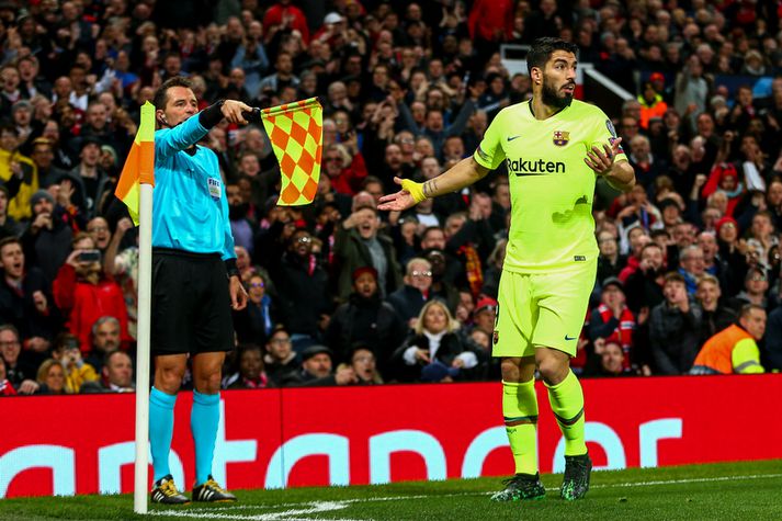 Luis Suarez í leiknum á Old Trafford á miðvikudagskvöldið.