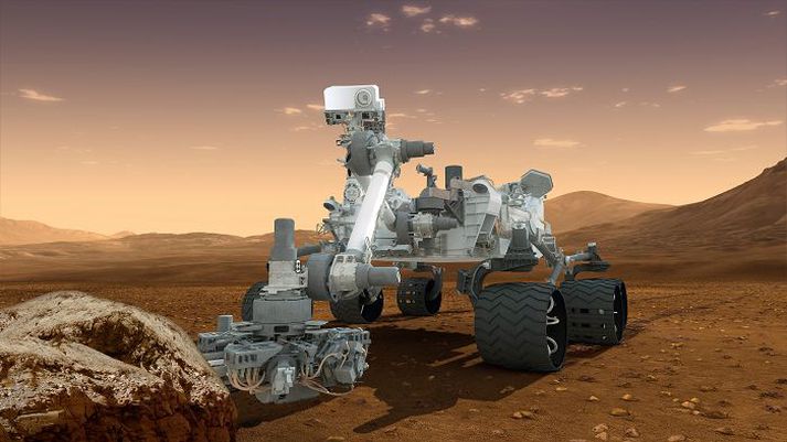 Curiosity mun geta stundað rannsóknir á Mars, en í jeppanum er lítil rannsóknarstofa.