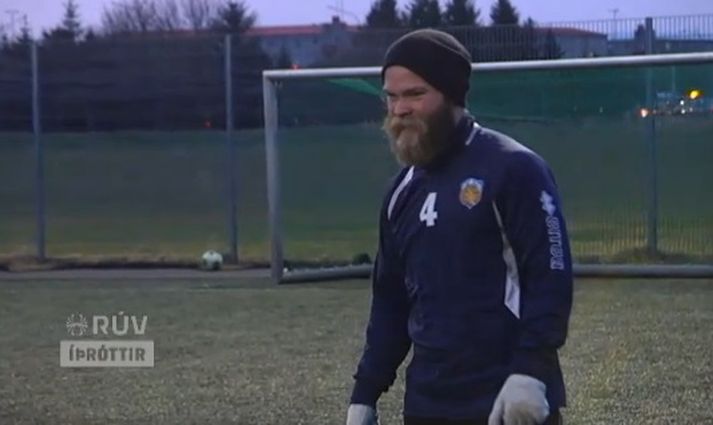 Ásgeir Börkur á æfingunni í gær.
