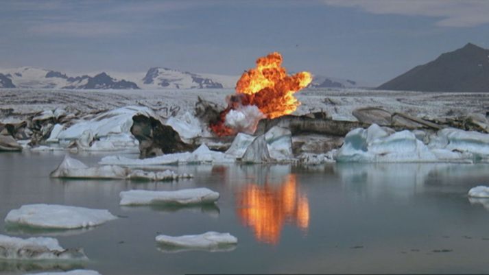 Svona leit Jökulsárlón út árið 1984 eins og sést í þessum ramma úr James Bond-kvikmyndinni A View to a Kill.