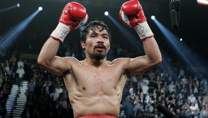 Pacquiao eftir sigurinn í nótt.