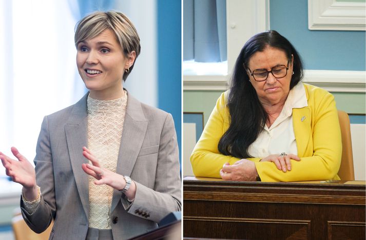 Kristrún Frostadóttir forsætisráðherra og Inga Sæland, félgas- og húsnæðismálaráðherra.