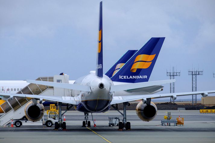 Flugfloti Icelandair á Keflavíkurflugvelli í samgöngubanni