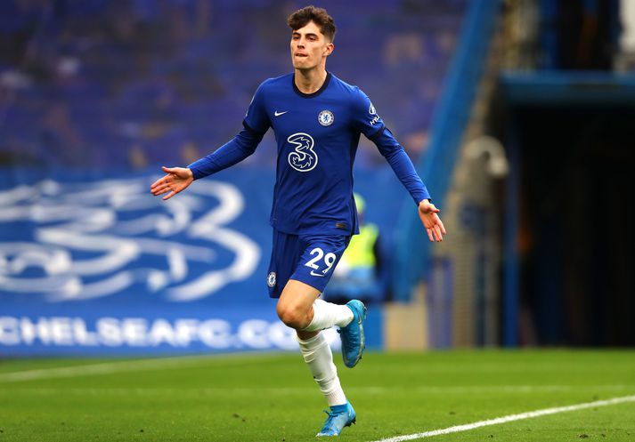 Kai Havertz skoraði bæði mörk Chelsea í dag.