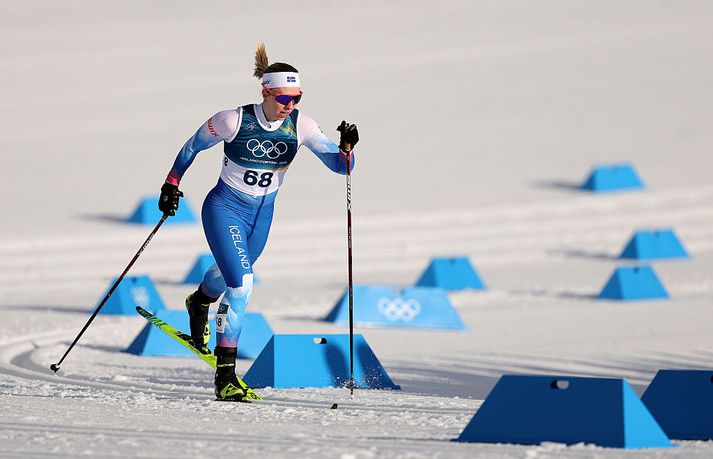 Kristrún Guðnadóttir á ferðinni í Val di Fiemme á Ítalíu í dag.