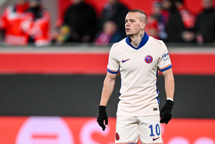 Mykhailo Mudryk náði að leika fjóra leiki með Chelsea í Sambandsdeildinni og á því sinn þátt í því að koma liðinu í úrslitaleikinn.