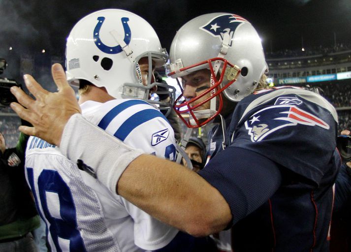Tom Brady og Peyton Manning eru enn að gera það gott í NFL-deildinni. Nordic Photos/AP