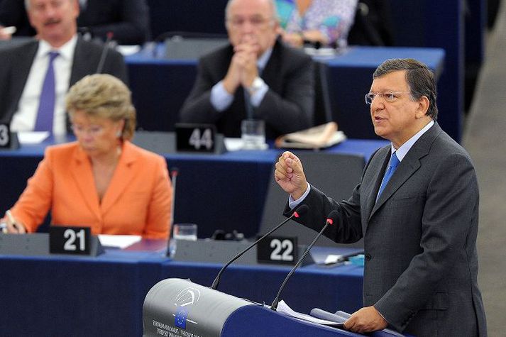 Jose Manuel Barroso Forseti framkvæmdastjórnar Evrópusambandsins flytur stefnuræðu sína á fundi Evrópuþingsins.