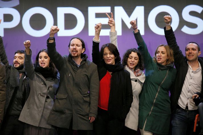 Gott gengi Podemos þykir merki um það að Spánverjar hafi fært sig mikið til vinstri á hinu pólitíska litrófi.