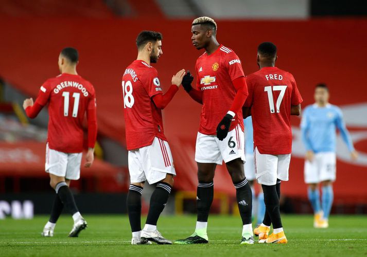 Paul Pogba og Bruno Fernandes.