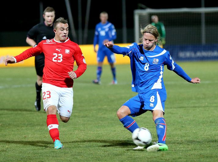 Birkir Bjarnason í leiknum gegn Sviss.