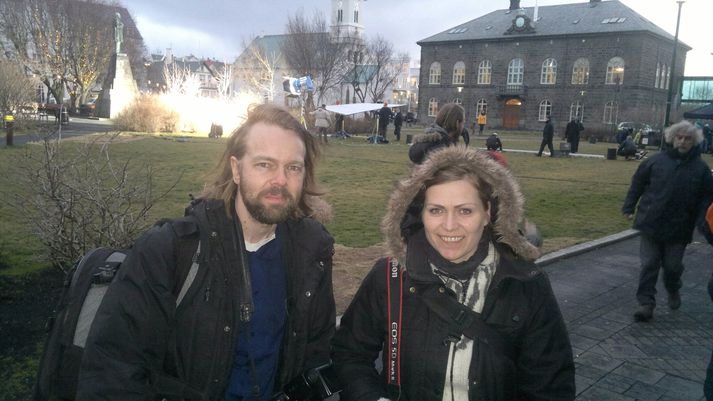 Sigtryggur Ari Jóhannsson og Heiða Helgudóttir ljósmyndarar voru á Austurvelli í morgun.