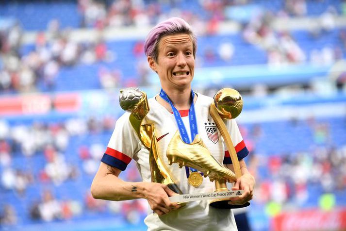 Megan Rapinoe var stjarna síðustu heimsmeistarakeppni og var þá bæði markahæst og valin best auk þess að vinna titilinn sjálfan.