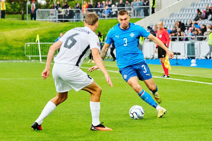 Daníel Leó Grétarsson í leik með íslenska landsliðinu á móti Eistlandi í síðasta glugga.