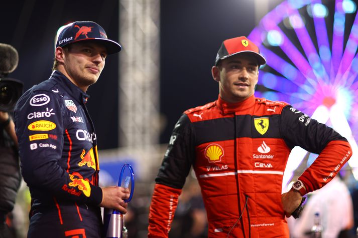 Max Verstappen og Charles Leclerc voru fyrstir í tímatökunni í dag.