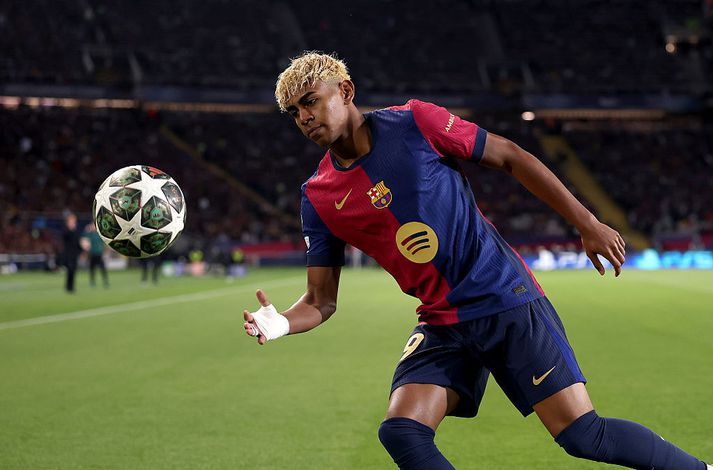 Lamine Yamal í leik með Barcelona.